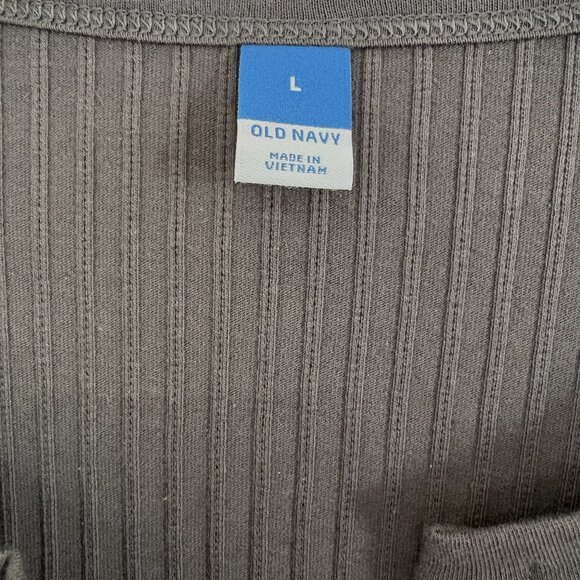 Old Navy Ribbed Knit Pajama Top Split V-neck Charcoal Gray Size Large NEW - Picture 5 of 6